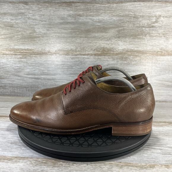 Cole Haan Mens Williams Brown Pebble Leather Lace Up Derby Oxford Size 9.5 - Picture 1 of 9